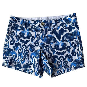Lily Pulitzer The Callahan Short Blue White Abstract Floral Paisley Print Size 6
